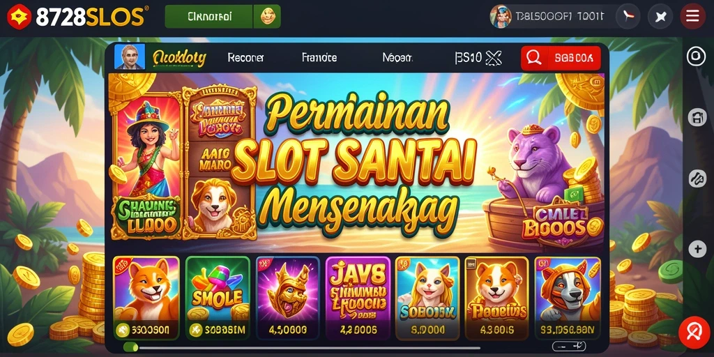Tampilan mengasyikkan dari gameplay 8728SLOTS dengan mesin slot yang berwarna-warni.