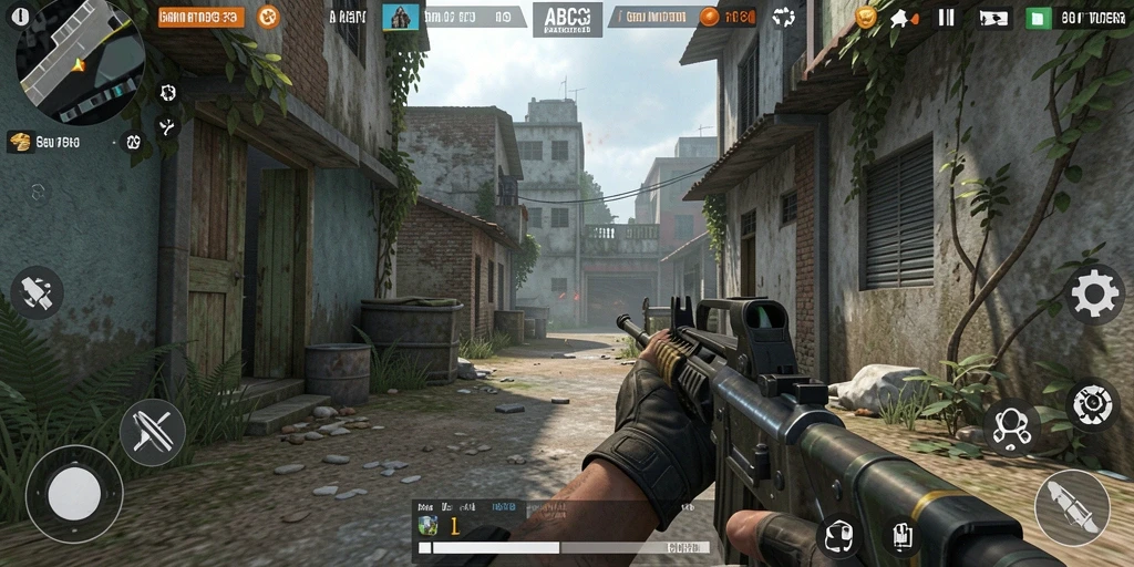 Tampilan gameplay menegangkan di ABC33 dengan aksi tembak-menembak.