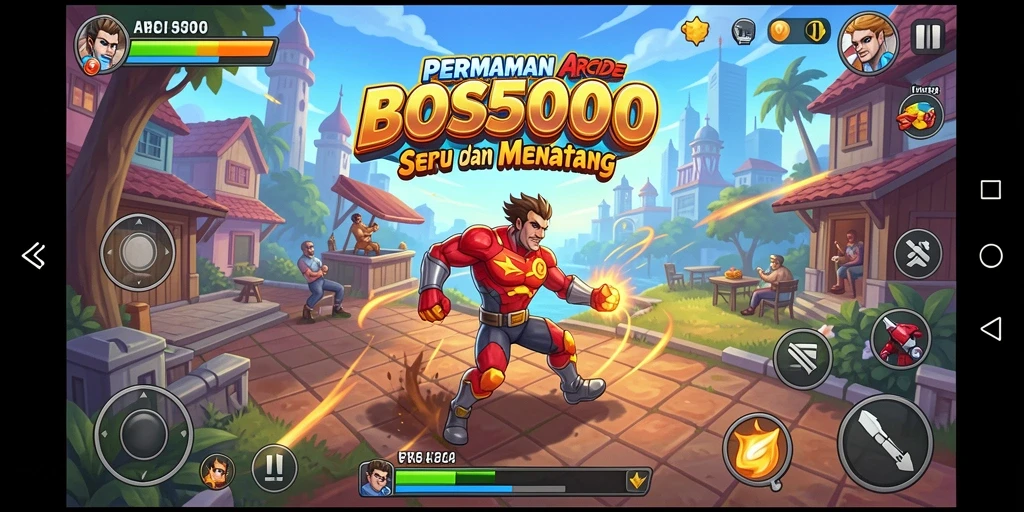 Tampilan gameplay seru dari BOS5000 saat menghadapi rintangan.
