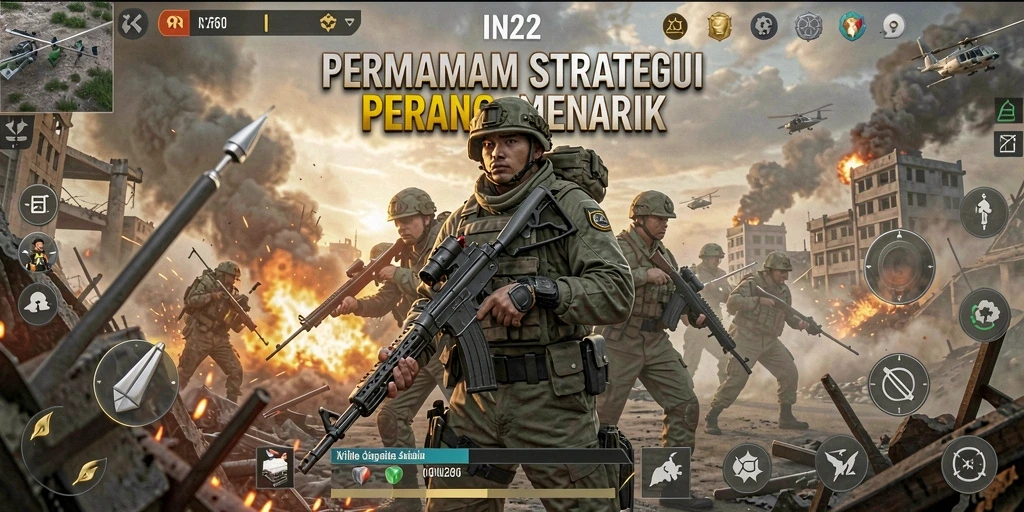 Screenshot IN22 menampilkan aksi pertempuran strategis yang mendebarkan.