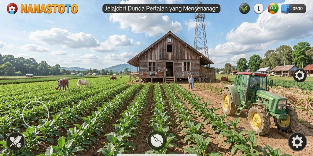 Tampilan gameplay NANASTOTO yang menunjukkan momen panen yang menyenangkan.