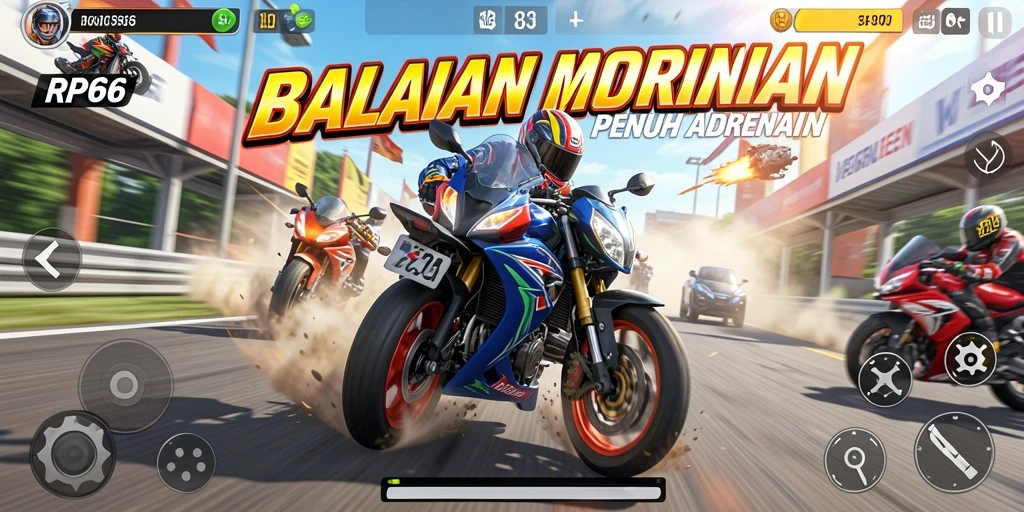 Tampilan menarik dari gameplay balapan motor RP66 yang seru.