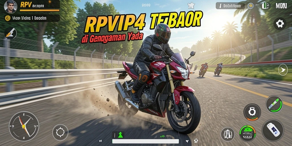 Tampilan gameplay mendebarkan dari RPVIP4 saat balapan motor.