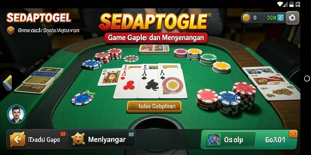 Tampilan gameplay seru dalam SEDAPTOGEL yang menampilkan permainan Gaple.