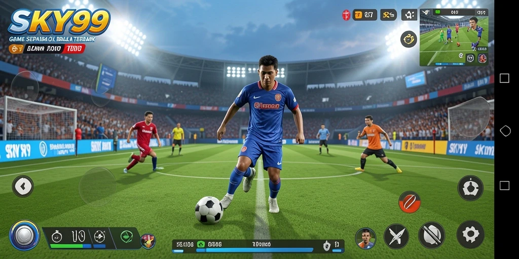 Tampilan gameplay <strong>SKY99</strong> yang mengesankan di lapangan sepak bola.