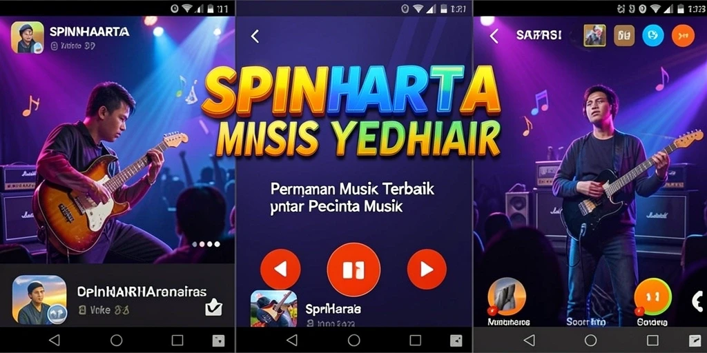 Tampilan gameplay SPINHARTA yang menarik dengan berbagai lagu.