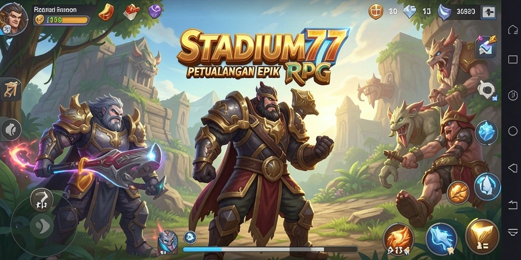 Tampilan permainan STADIUM77 dengan grafis RPG yang menakjubkan.